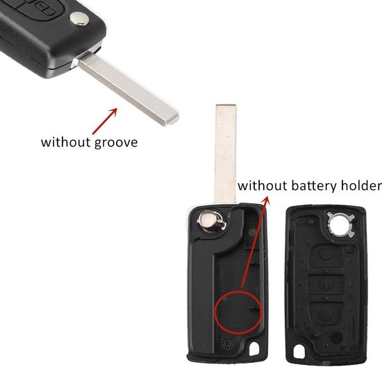Betterher Sleutelbehuizing met 2 toetsen, compatibel met CE0536, klapsleutel, compatibel met Citroen C2, C3, C4, C5, C6, C8 en Peugeot 207, 307, 308, 407, 408, 3008, 5008 (CE0536, HU83