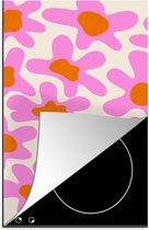 KitchenYeah® Inductie beschermer 30x52 cm - Bloem - Roze - Patronen - Kookplaataccessoires - Afdekplaat voor kookplaat - Inductiebeschermer - Inductiemat - Inductieplaat mat