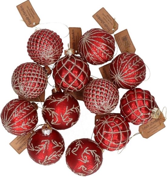 dealer wapenkamer salaris Luxe kerstballen - 12x stuks - glas - rood met goud | bol.com