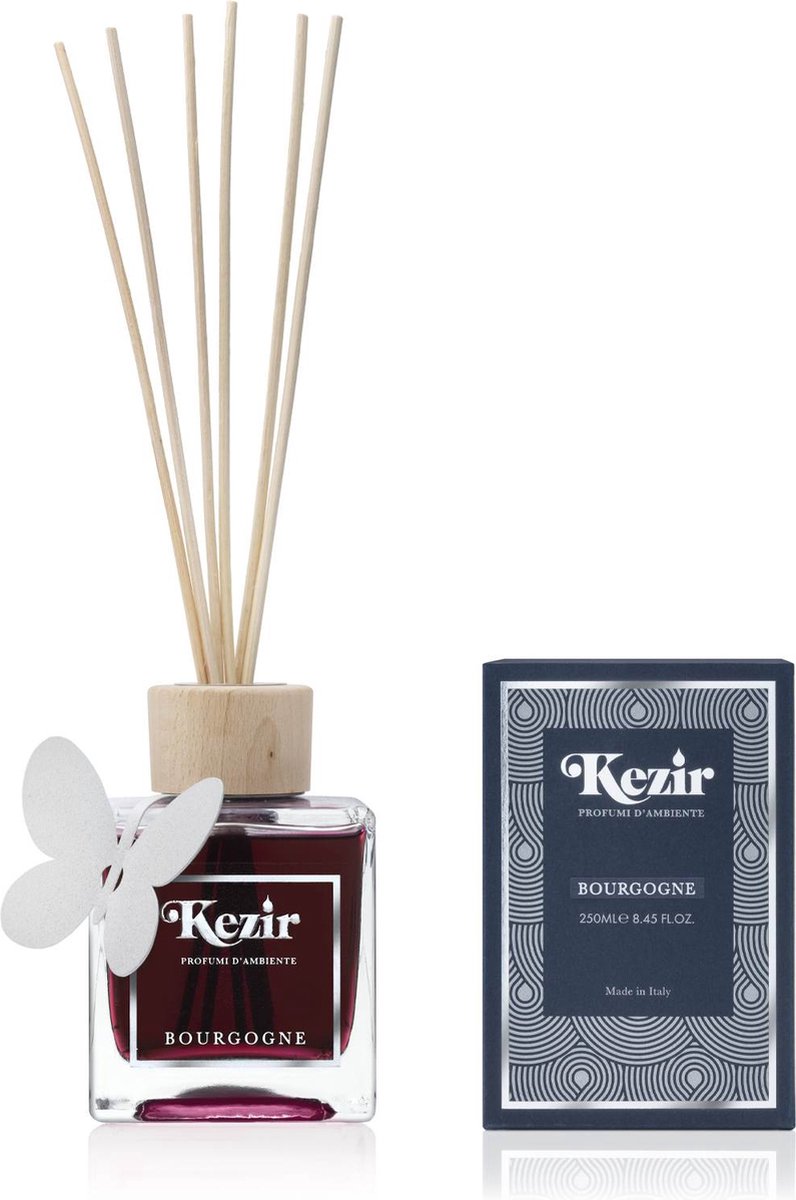 Kezir - Bourgondië - Vlinder Decoratie - Italiaanse - natuurlijke parfum voor in huis - diffuser - 200 ml