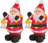 Set van 2x stuks kerstverlichting Led figuren voor buiten kerstman 24 x 20 x 46 cm met 40 lampjes helder wit