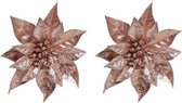 4x décorations pour Décorations pour sapins de Noël fleur sur clip vieux poinsettia rose 18 cm - chiffres de Noël - décorations de Noël vieux rose