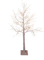 Verlichte figuren witte lichtboom/metalen boom/berkenboom met 120 led lichtjes 130 cm - Kerstversiering/kerstdecoratie