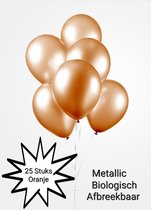 25 stuks Metallic Ballonnen Oranje , 100 % Biologisch afbreekbaar, Verjaardag, Thema feest. Voetbal, Oranje, Nederlands Elftal, Koningsdag