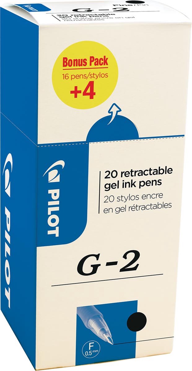 Pilot gelroller G-2 fijn, zwart, value pack met 16 + 4 stuks