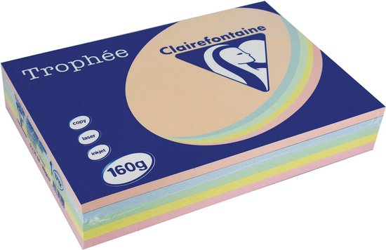 Clairefontaine Trophée Pastel A4 geassorteerde kleuren 160 g 5x50 vel