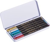 edding 1200 feutre de coloriage métallique - multicolor - 6 stylos - pointe ronde 1-3 mm - pour colorier, écrire, dessiner avec effets métalliques brillants - pour livres d'or, cartes de vœux, albums