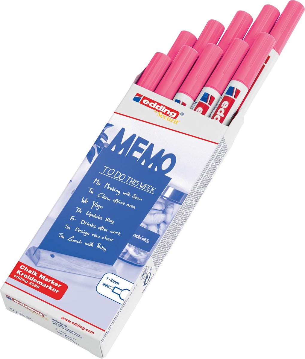 Krijtstift edding by Securit 4085 rond 1-2mm neon roze - 10 stuks - 10 stuks