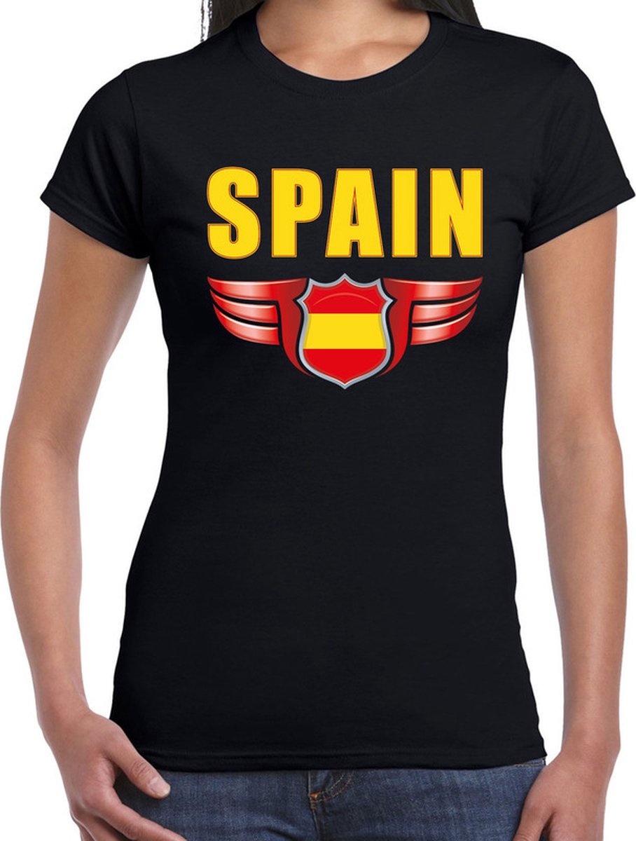 Spain landen t-shirt Spanje zwart voor dames - Spanje supporter shirt / kleding - EK / WK voetbal XL