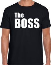 The boss t-shirt zwart met witte letters voor heren - fun tekst shirts / grappige t-shirts L