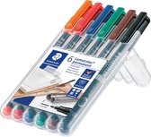 STAEDTLER Lumocolor F permanent pen - Box 6 kleuren