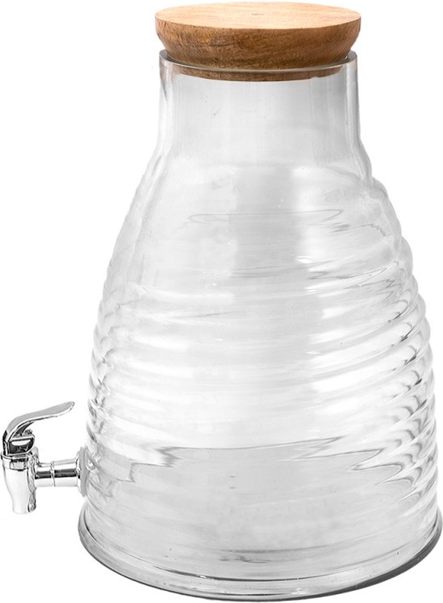 Pot à jus avec robinet et couvercle 29*33*34 cm Pot à eau en Glas  transparent