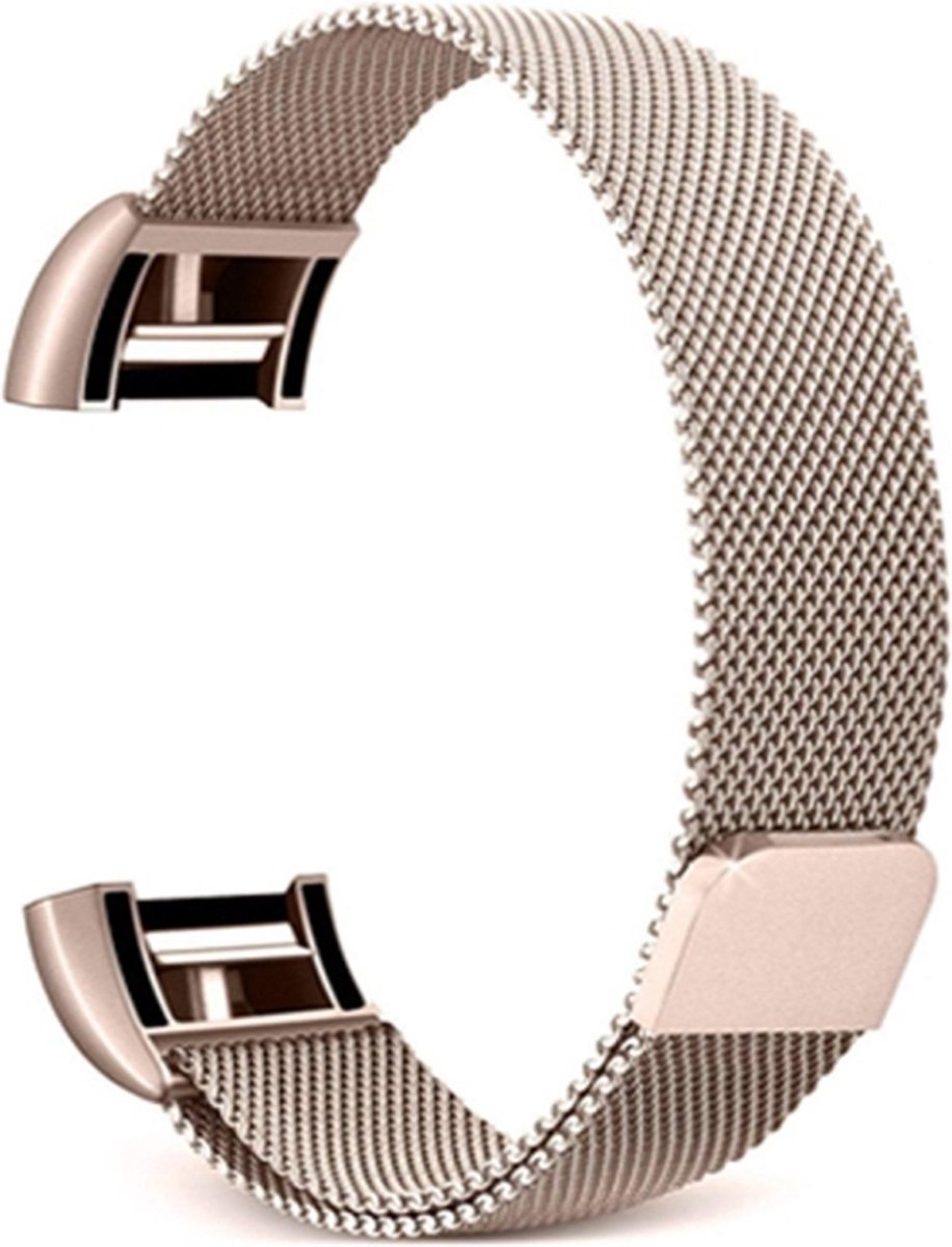 Milanees bandje - geschikt voor Fitbit Charge 2 - maat S/M - champagne