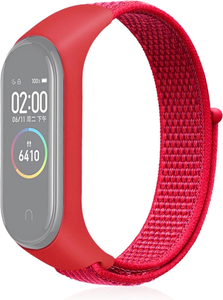 Nylon bandje - geschikt voor Xiaomi Mi Band 3 / Mi Band 4 / Mi Band 5 / Mi Band 6 - rood