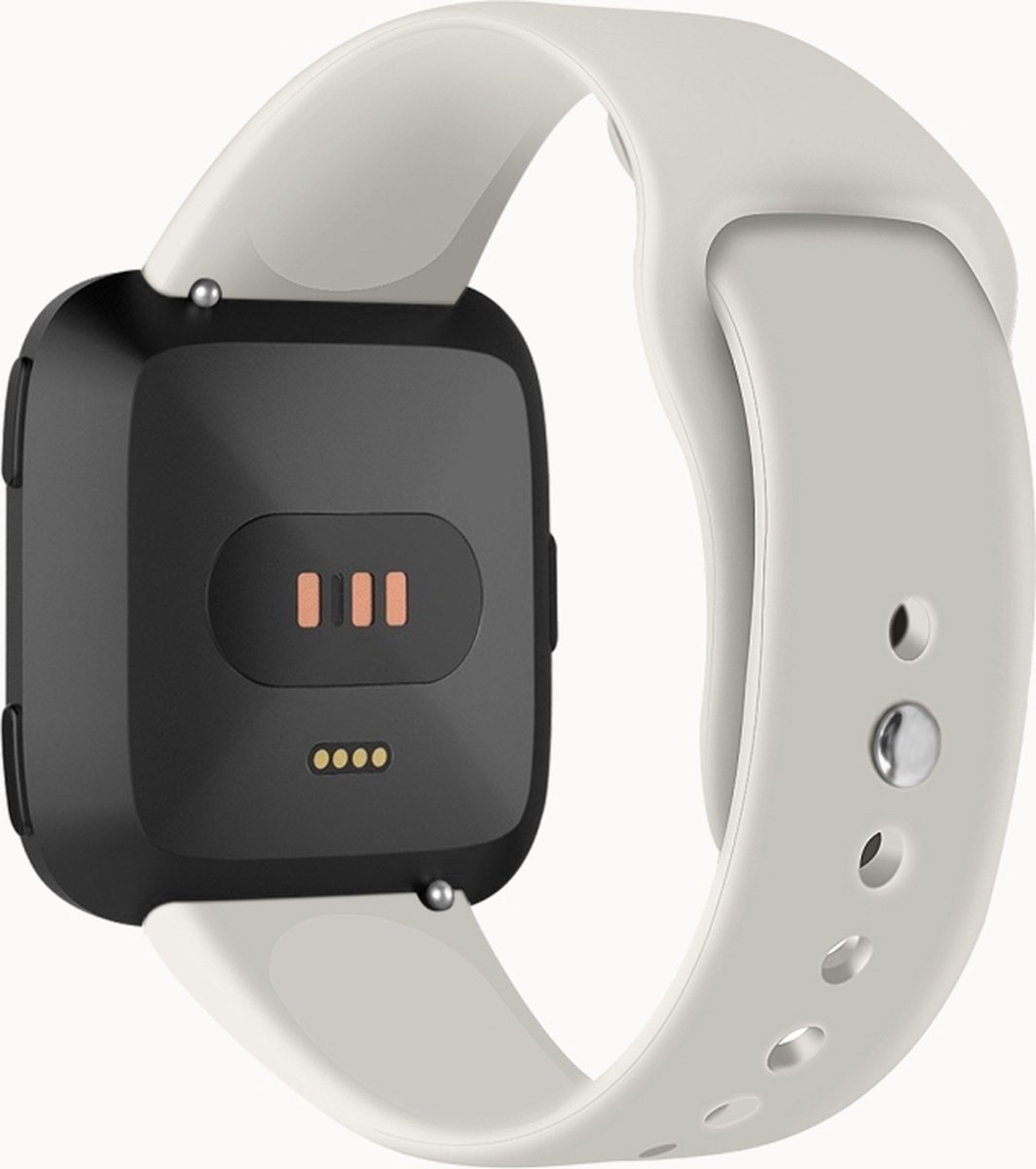 Siliconen bandje - geschikt voor Fitbit Versa / Versa 2 - maat M/L - abrikoos-grijs