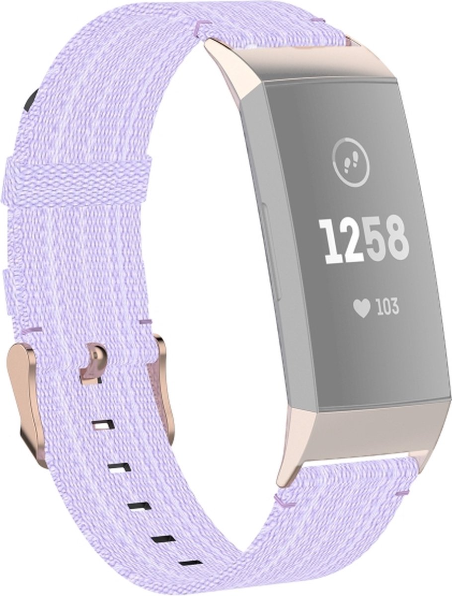 Nylon bandje - geschikt voor Fitbit Charge 3 / Charge 4 - lila