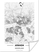 Affiche Carte - Arnhem - Zwart - Wit - 30x40 cm