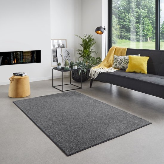 Carpet Studio Santa Fe Vloerkleed 140x200cm - Laagpolig Tapijt Woonkamer - Tapijt Slaapkamer - Kleed Donkergrijs