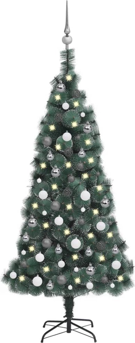 VidaLife Kunstkerstboom met LED's en kerstballen 150 cm PVC en PE groen