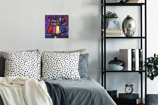 Poster 30x30 cm - Een illustratie van een uil in pop art - Posters - Kamer decoratie - Wanddecoratie woonkamer - Muurdecoratie slaapkamer