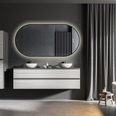 Sunlight - Miroir de salle de bain - Ovale - 80x120 cm - Zwart - Miroir chauffant - Siècle des Lumières LED - Dimmable - Capteur tactile - Industriel
