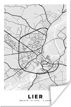 Poster Stadskaart – Plattegrond – België – Zwart Wit – Lier – Kaart - 40x60 cm