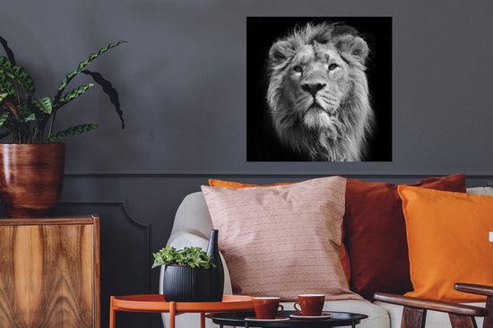 Affiche Lion - Animal - Zwart - Wit - 50x50 cm