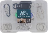 Ringen karabijnhaken labels voor sleutels 32 stuks