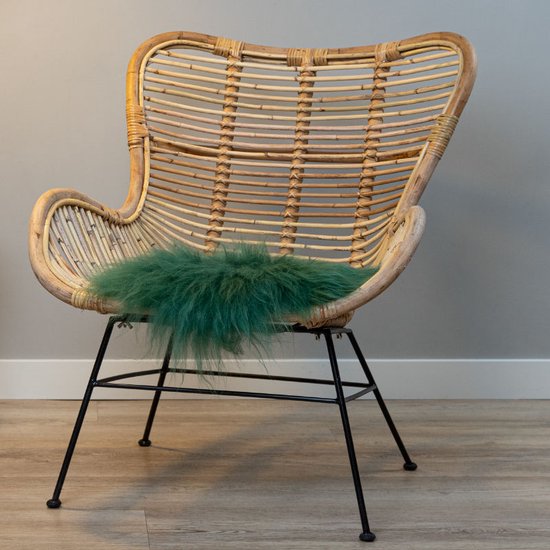 WOOOL® Schapenvacht Chairpad - IJslands Groen (38x38cm) VIERKANT - Stoelkussen - 100% Echt - Eenzijdig
