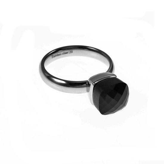 Solitaire Ring met Kristal - Roestvrij Stalen Zilver Kleur - Dames Ring
