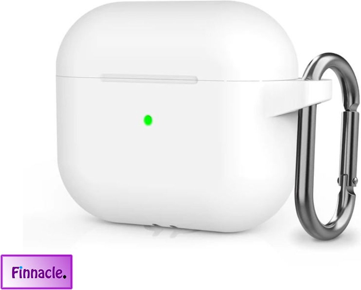 Finnacle - Hoesje geschikt voor Apple AirPods 3 met clip - Doorzichtig - Beschermhoes - Siliconen - Case - Soft case