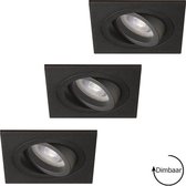 Inbouwspots - 3-pack - Spotjes inbouw - Kantelbaar - Zwart + GU10 LED - 5.5W - Dimbaar - 2700K warm wit