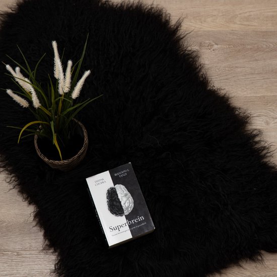 WOOOL® IJslandse Schapenvacht - Zwart CURLY S (90x50cm) 100% Natuurlijk & Echt - Vloerkleed - ECO+
