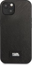 Karl Lagerfeld Saffiano Plaque Back Case - Geschikt voor Apple iPhone 13 Mini (5.4") - Zwart