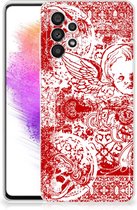 GSM Hoesje Geschikt voor Samsung Galaxy A73 5G Back Case TPU Siliconen Hoesje Angel Skull Red