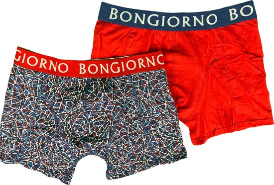Bon Giorno Boxers Heren 2-Pack - Rood/Print - XL