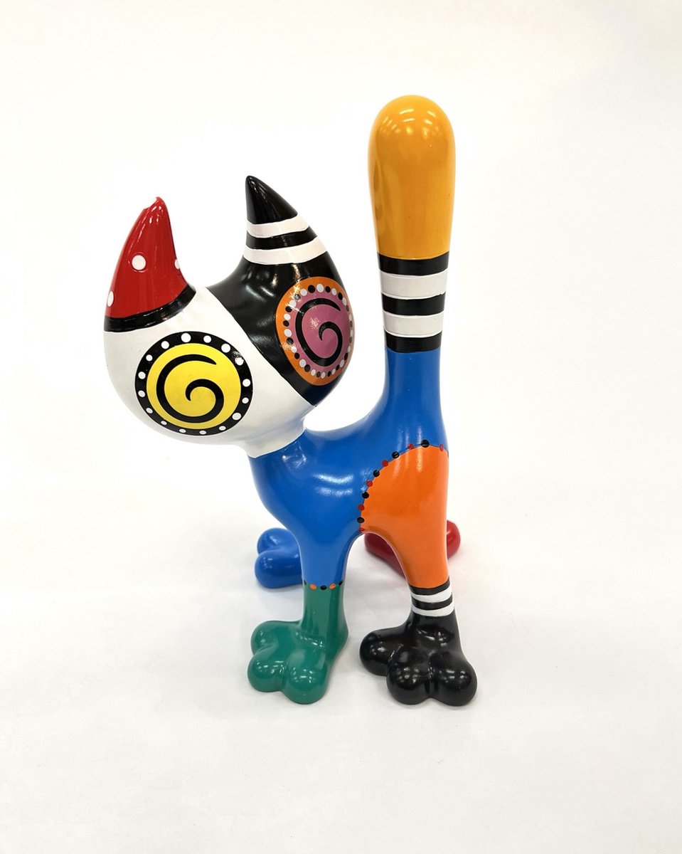 Jacky Zegers Beeldje Kleurrijke Kat Ink JZ17 (17cm)