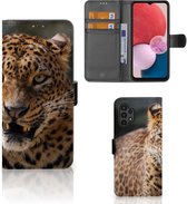 Telefoonhoesje Geschikt voor Samsung Galaxy A13 (4G) Book Cover Cadeautjes voor Jongens Luipaard