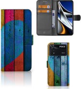 Mobiel Bookcase Xiaomi Poco X4 Pro 5G Smartphone Hoesje Wood Heart
