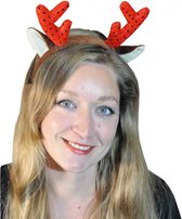 Kerst diadeem/haarband rendier gewei met oren - Kerstaccessoires/tiara