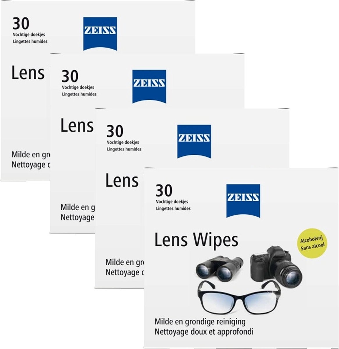 Zeiss - Lens Wipes - 4 pak - 4 x 30 Reinigingsdoekjes - (alcoholfree)