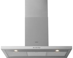 Inventum AKB9005RVS platte wandschouw afzuigkap 90 cm - Afzuigcapaciteit 645 m3/h - Geschikt voor open keuken - 3 standen - Ledspots - Luchtafvoer en recirculatie - RVS
