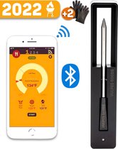 Vulpes Kitchen® Draadloze BBQ Thermometer - Luxe Vleesthermometer - Bluetooth met gratis App en hittebestendige BBQ Handschoenen - Kernthermometer - Oventhermometer - Oplaadbaar - Fast Charger