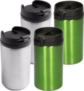 Set de 4x Tasses chauffantes/Tasses chauffantes gris métallisé et vert 320 ml - 2x par couleur
