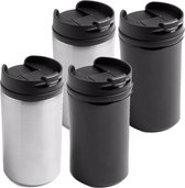 Set de 4x Tasses chauffantes/Tasses chauffantes noir métallique et gris 320 ml - 2x par couleur