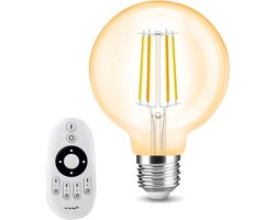 Milight Dual White smart filament lamp met afstandsbediening - 7W - E27 fitting - G95 model amberkleurig - Smart lamp - Slimme verlichting