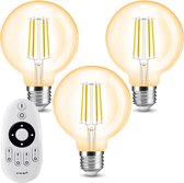 Milight Dual White 3 smart filament lampen met afstandsbediening - 7W - E27 fitting - G95 model amberkleurig - Smart lamp