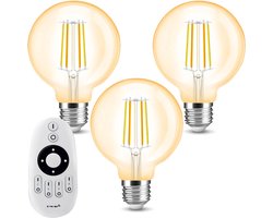 Milight Dual White 3 smart filament lampen met afstandsbediening - 7W - E27 fitting - G95 model amberkleurig - Smart lamp