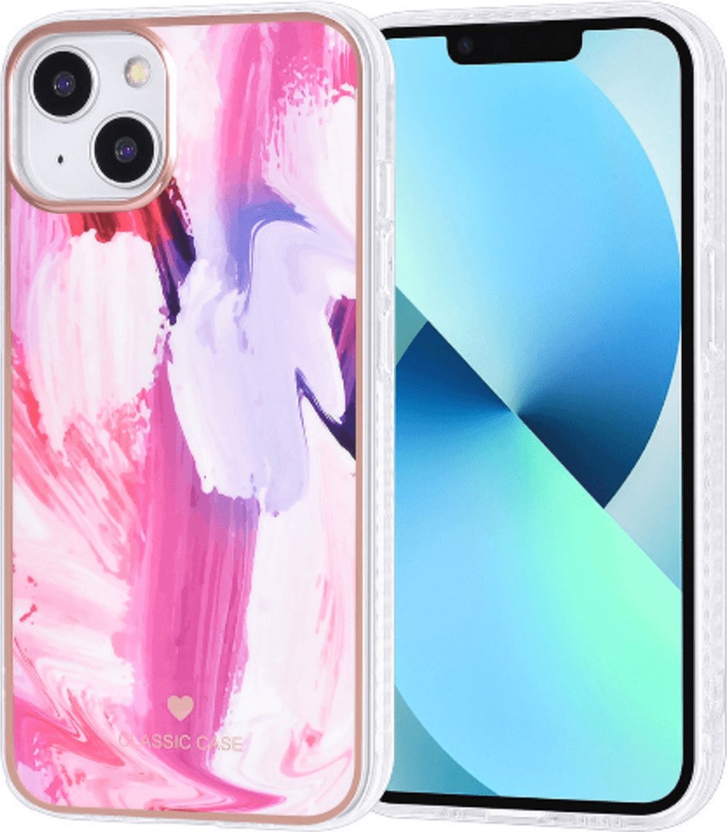 Apple Iphone 13 hoesje siliconen design case hoesje roze-goud *LET OP JUISTE MODEL*