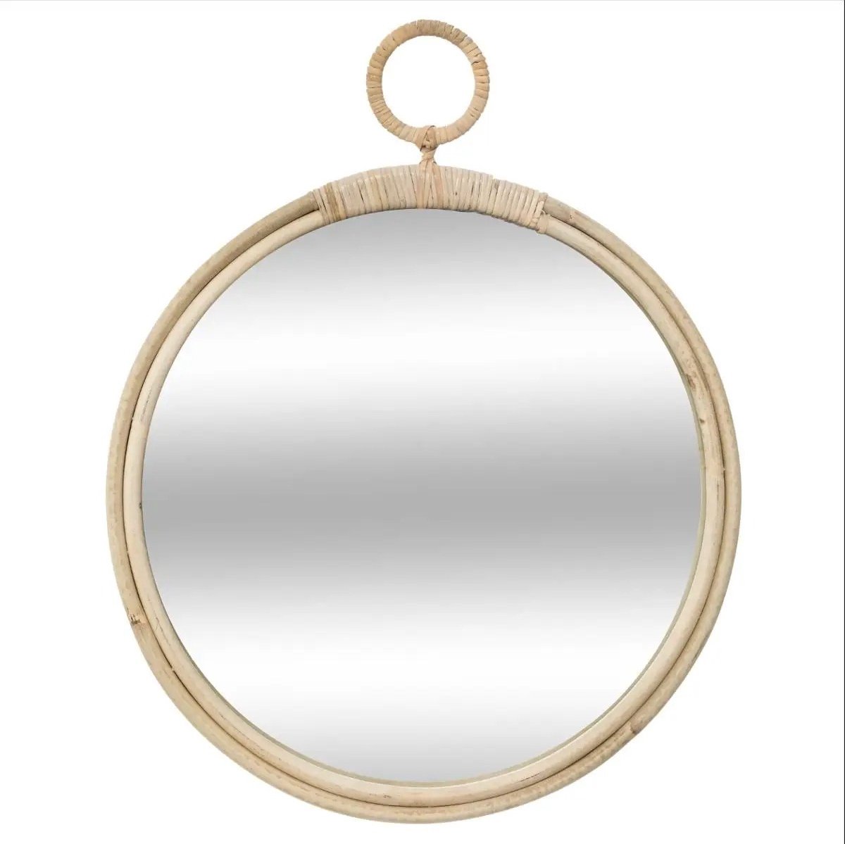 Atmosphera Wandspiegel - rond - D38 cm - rotan - beige - Bohemian stijl